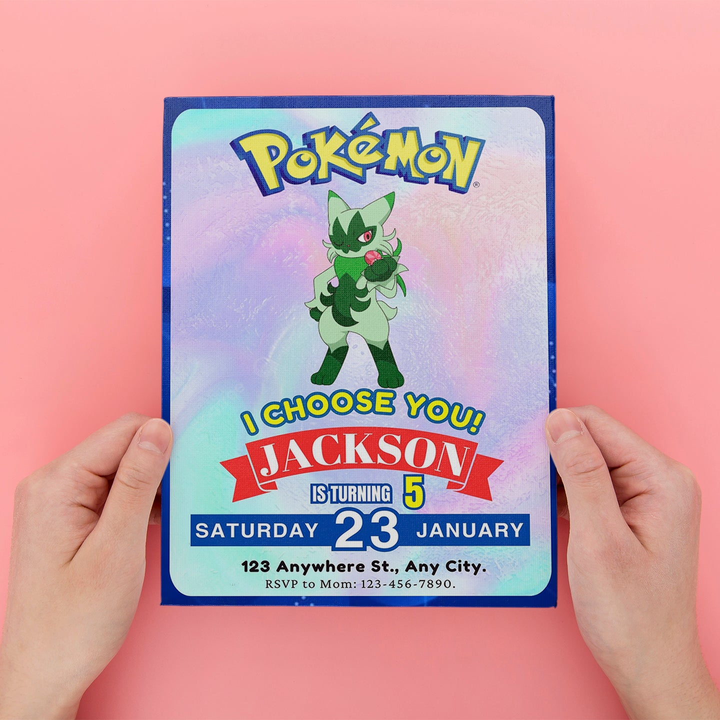 Floragato Invitation Template | Pokemon Birthday Invite - CreativeRino