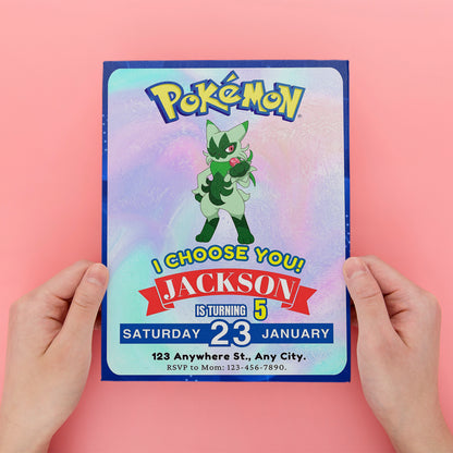 Floragato Invitation Template | Pokemon Birthday Invite - CreativeRino