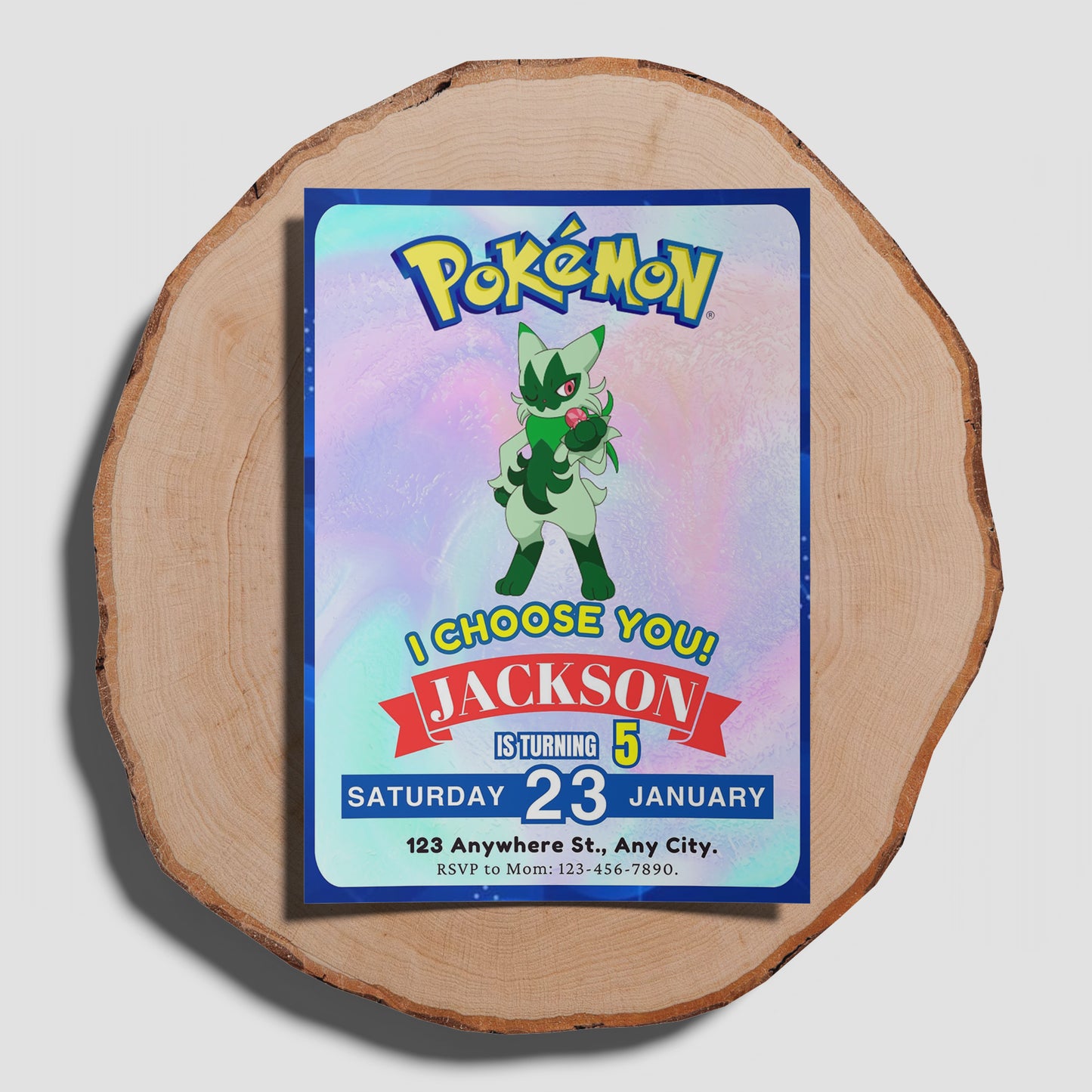 Floragato Invitation Template | Pokemon Birthday Invite - CreativeRino