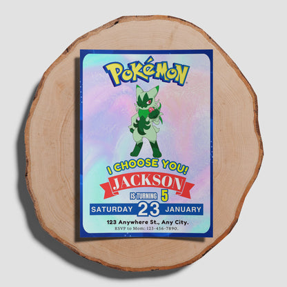Floragato Invitation Template | Pokemon Birthday Invite - CreativeRino