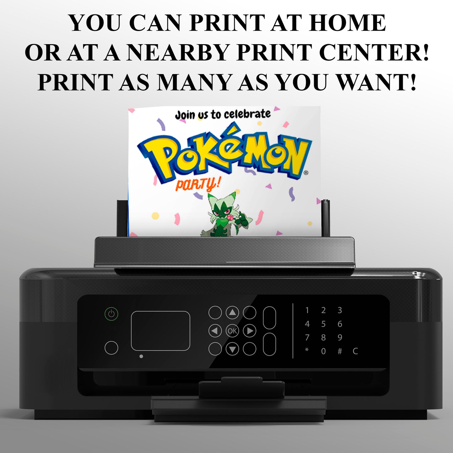 Floragato Birthday Invitation Template | Pokemon Invite - CreativeRino