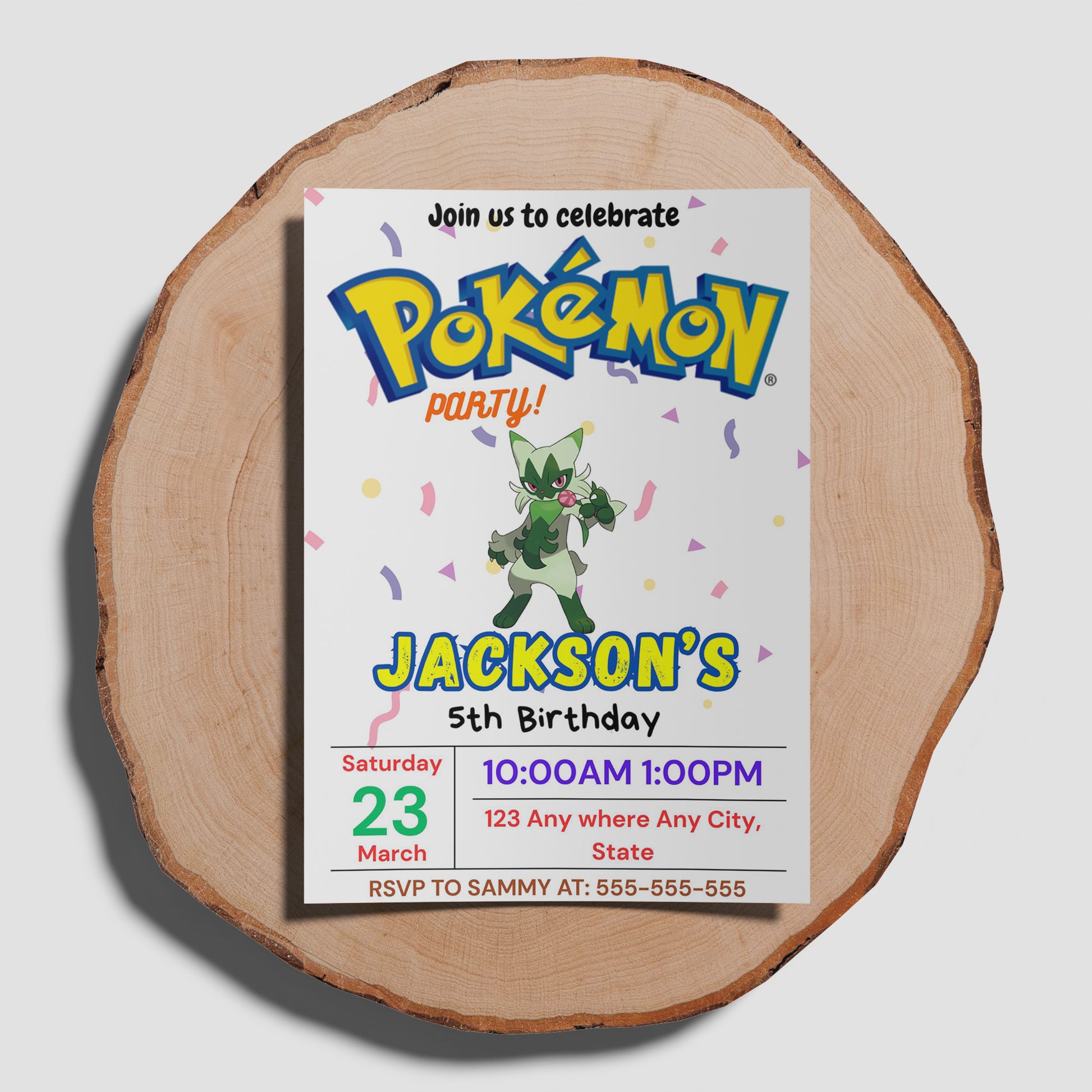 Floragato Birthday Invitation Template | Pokemon Invite - CreativeRino