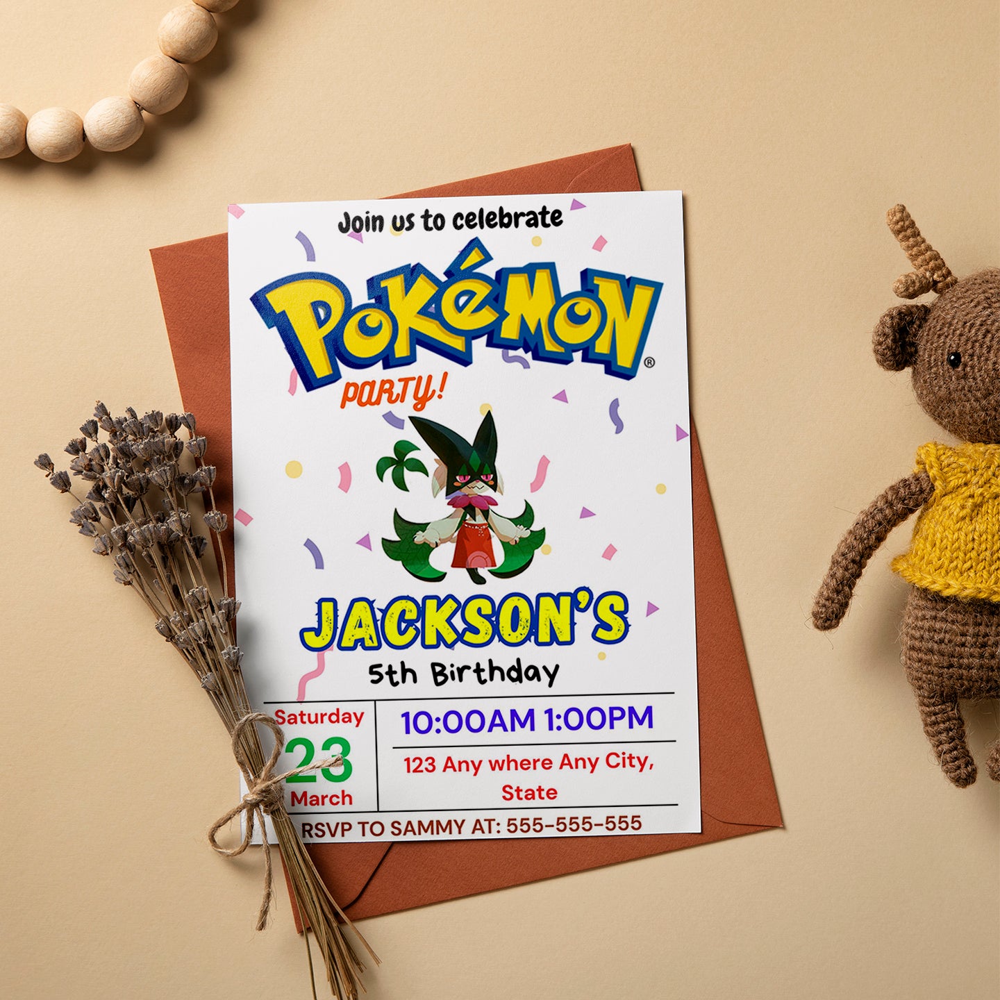 Meowscarada Birthday Invitation Template | Pokemon Invite - CreativeRino