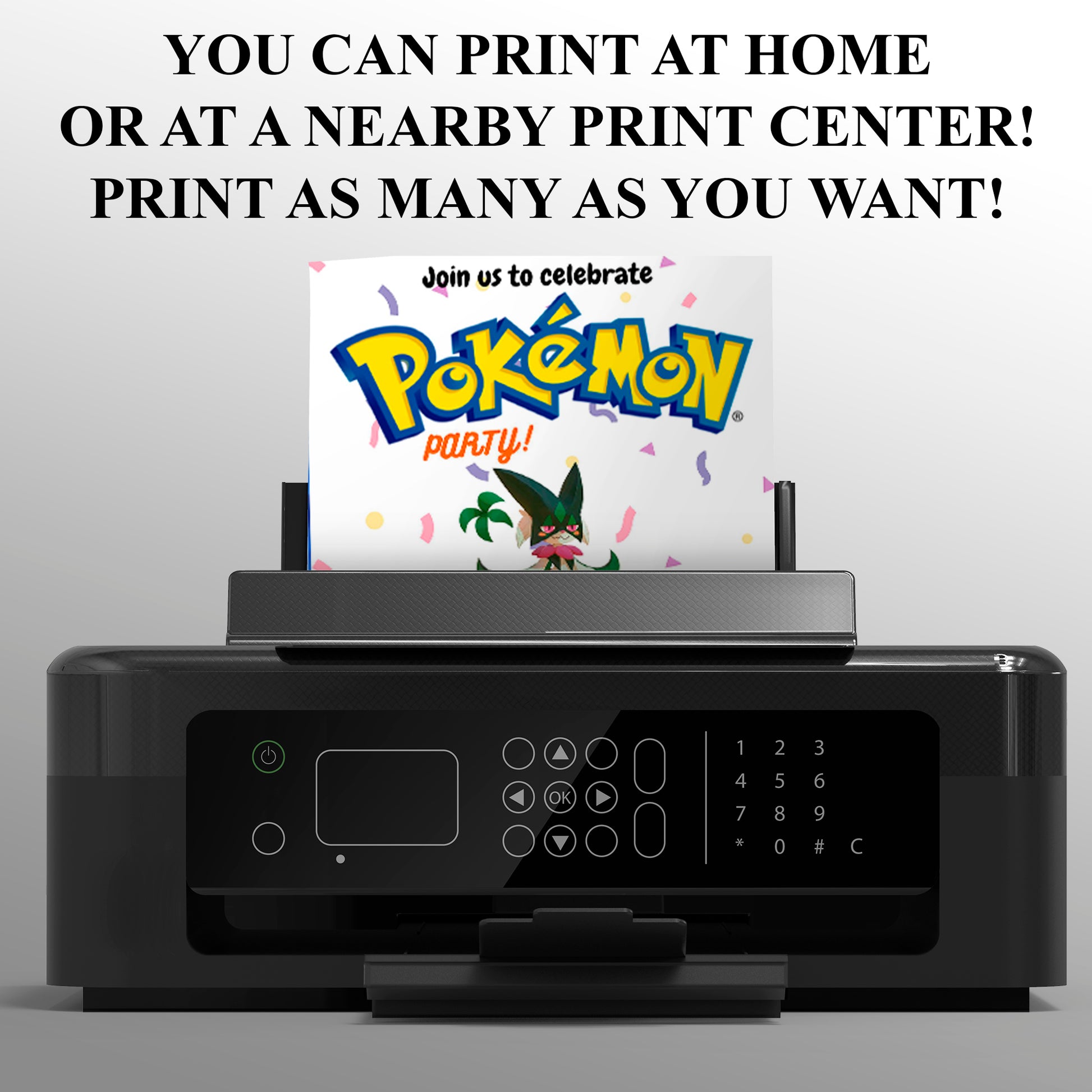 Meowscarada Birthday Invitation Template | Pokemon Invite - CreativeRino