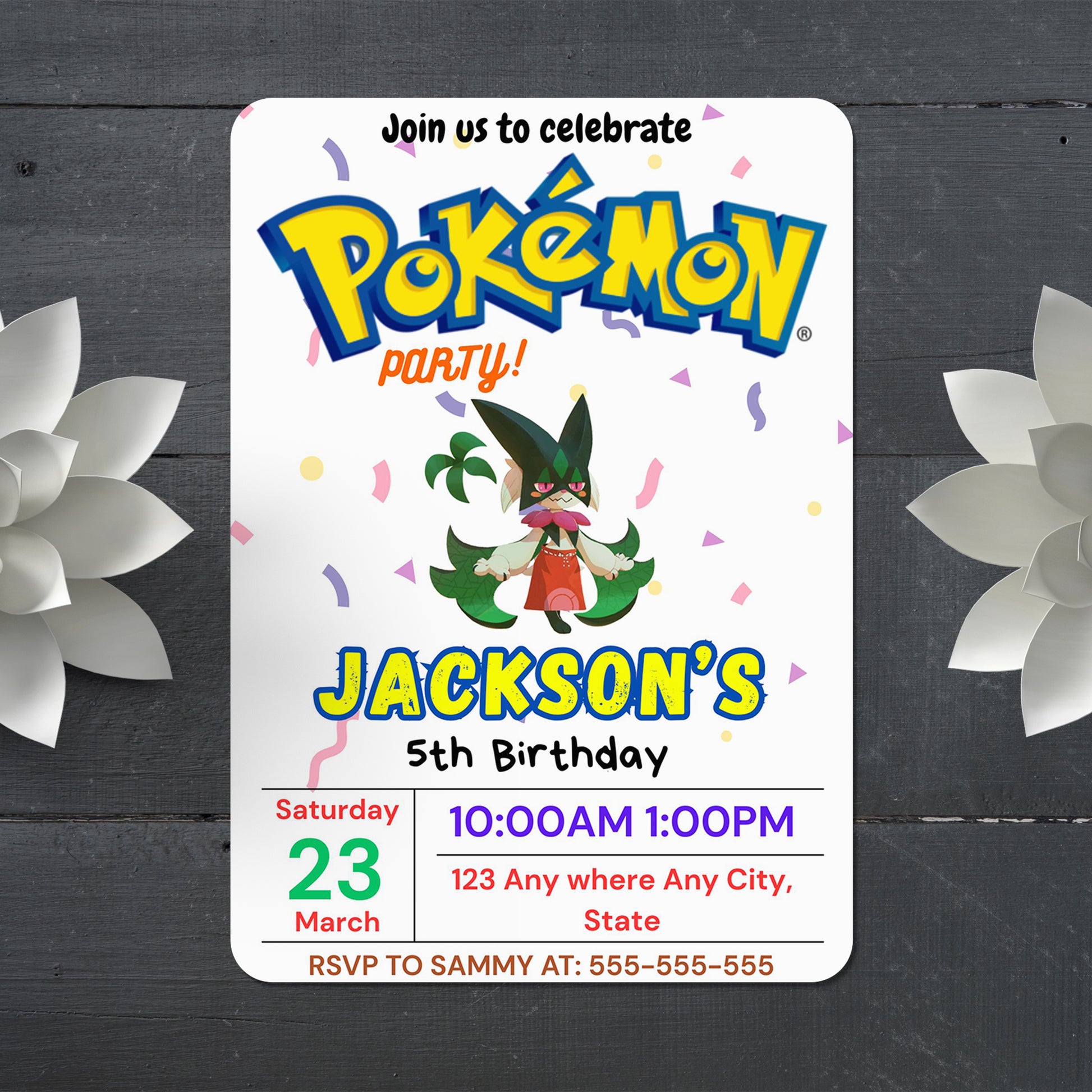 Meowscarada Birthday Invitation Template | Pokemon Invite - CreativeRino
