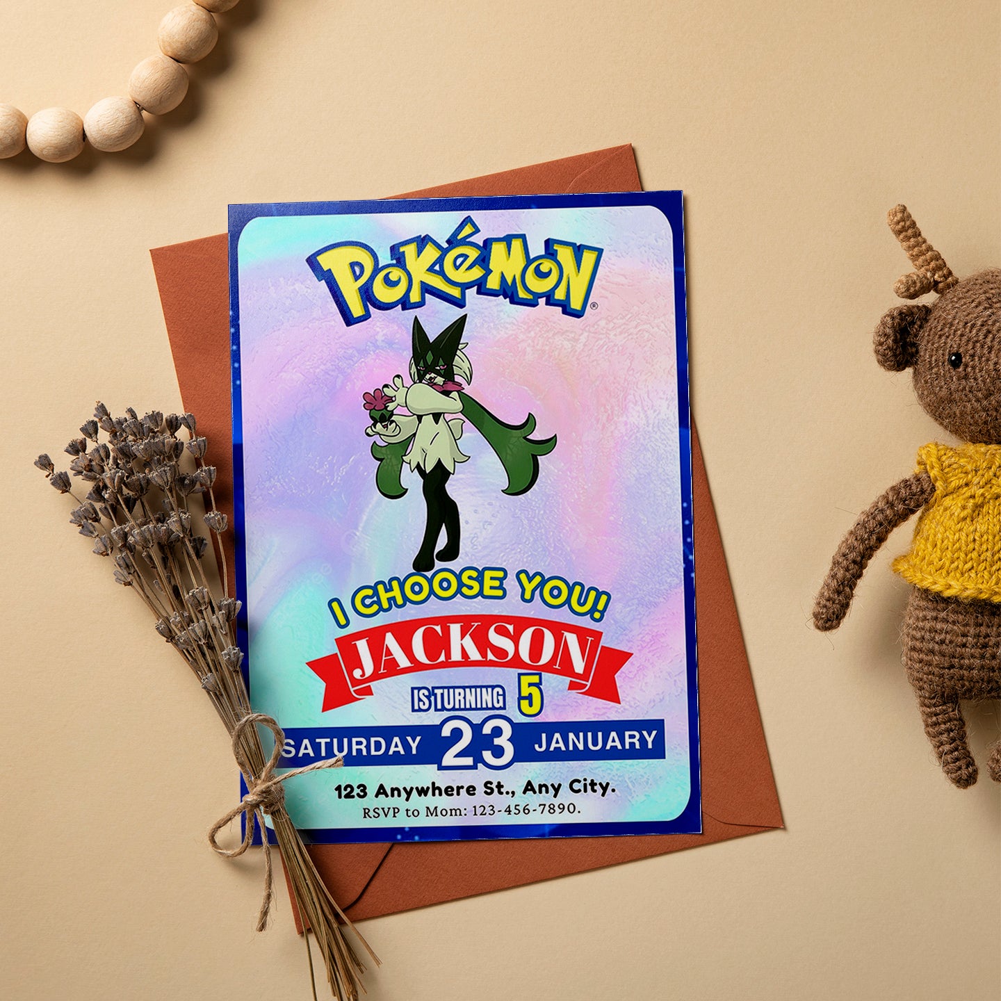 Meowscarada Invitation Template | Pokemon Birthday Invite - CreativeRino