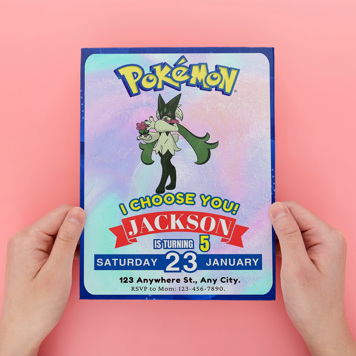 Meowscarada Invitation Template | Pokemon Birthday Invite - CreativeRino