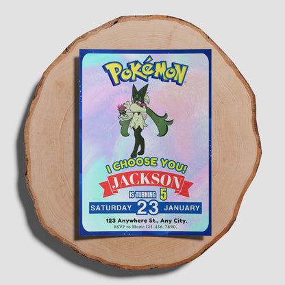 Meowscarada Invitation Template | Pokemon Birthday Invite - CreativeRino