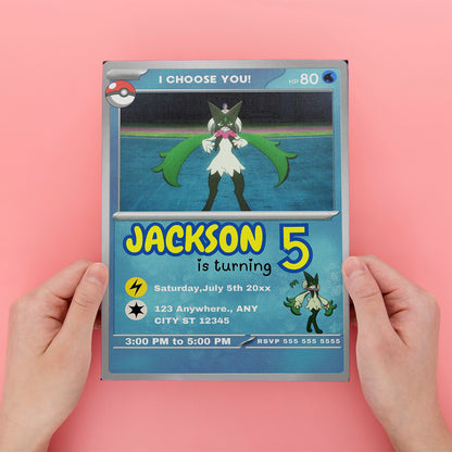 Meowscarada Invitation Template | Pokemon Card Birthday Invite - CreativeRino
