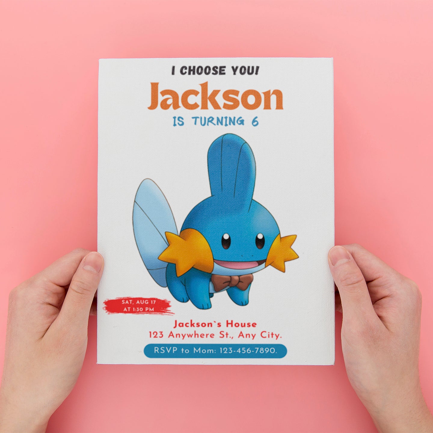 Mudkip Birthday Party Invitation Template | Pokemon Invite - CreativeRino