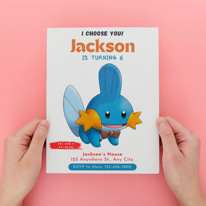 Mudkip Birthday Party Invitation Template | Pokemon Invite - CreativeRino