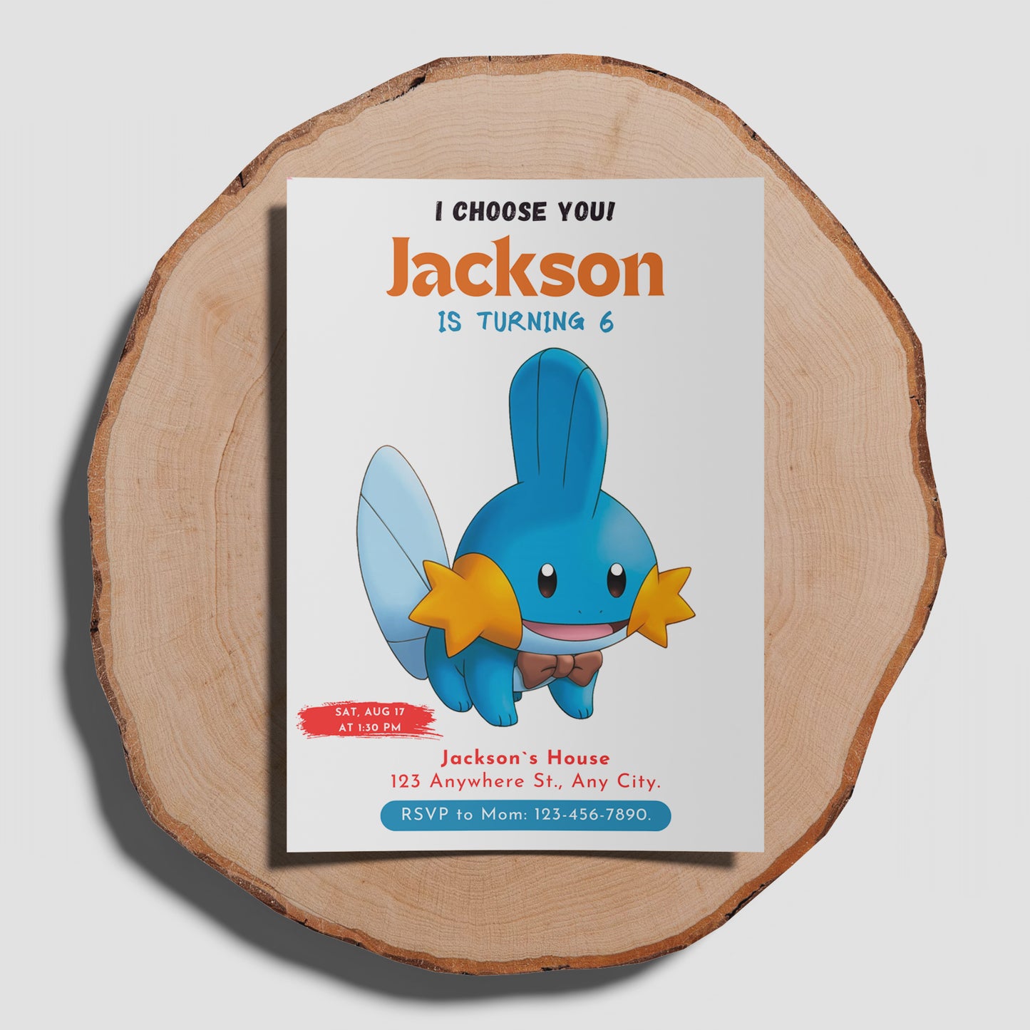 Mudkip Birthday Party Invitation Template | Pokemon Invite - CreativeRino