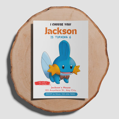 Mudkip Birthday Party Invitation Template | Pokemon Invite - CreativeRino