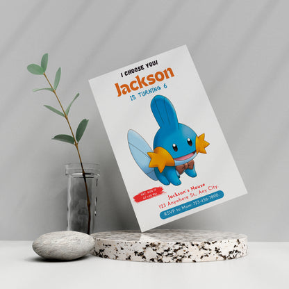 Mudkip Birthday Party Invitation Template | Pokemon Invite - CreativeRino