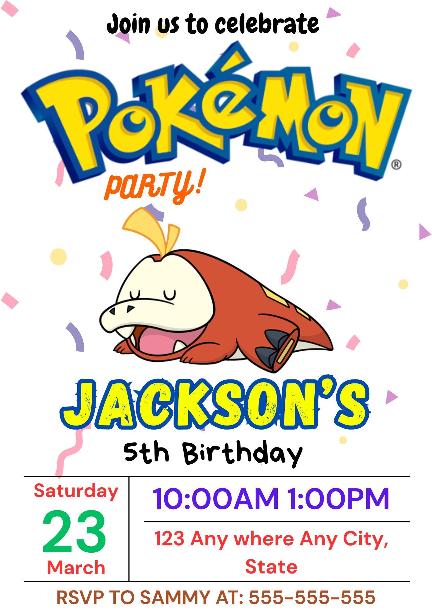 Fuecoco Birthday Invitation Template