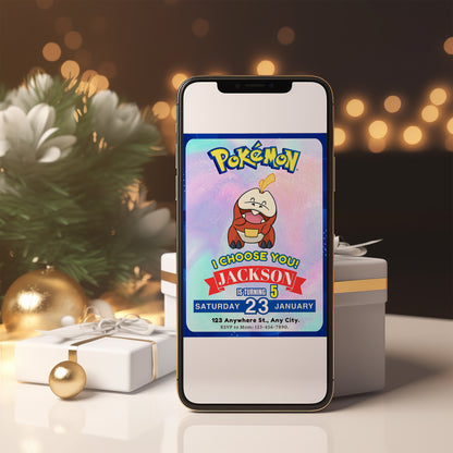 Fuecoco Invitation Template | Pokemon Birthday Invite - CreativeRino
