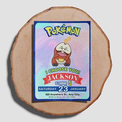 Fuecoco Invitation Template | Pokemon Birthday Invite - CreativeRino