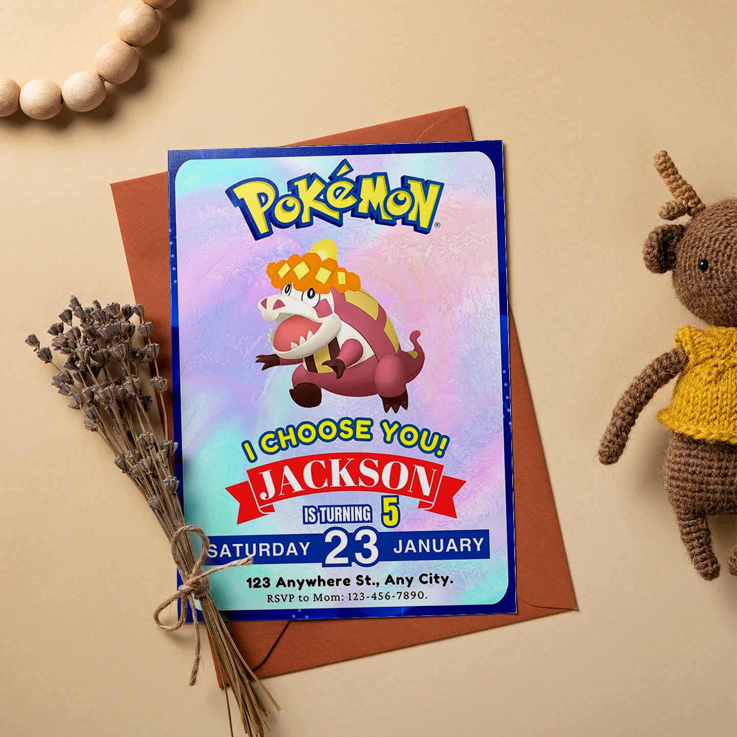 Crocalor Invitation Template | Pokemon Birthday Invite - CreativeRino