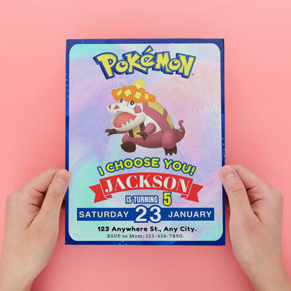 Crocalor Invitation Template | Pokemon Birthday Invite - CreativeRino