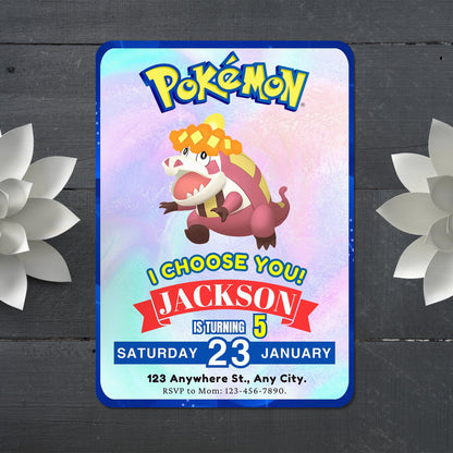 Crocalor Invitation Template | Pokemon Birthday Invite - CreativeRino
