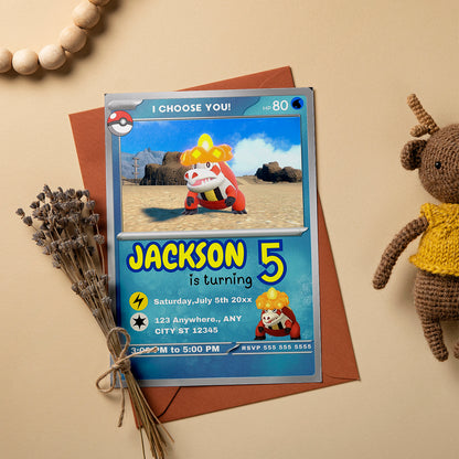 Crocalor Invitation Template | Pokemon Card Birthday Invite - CreativeRino