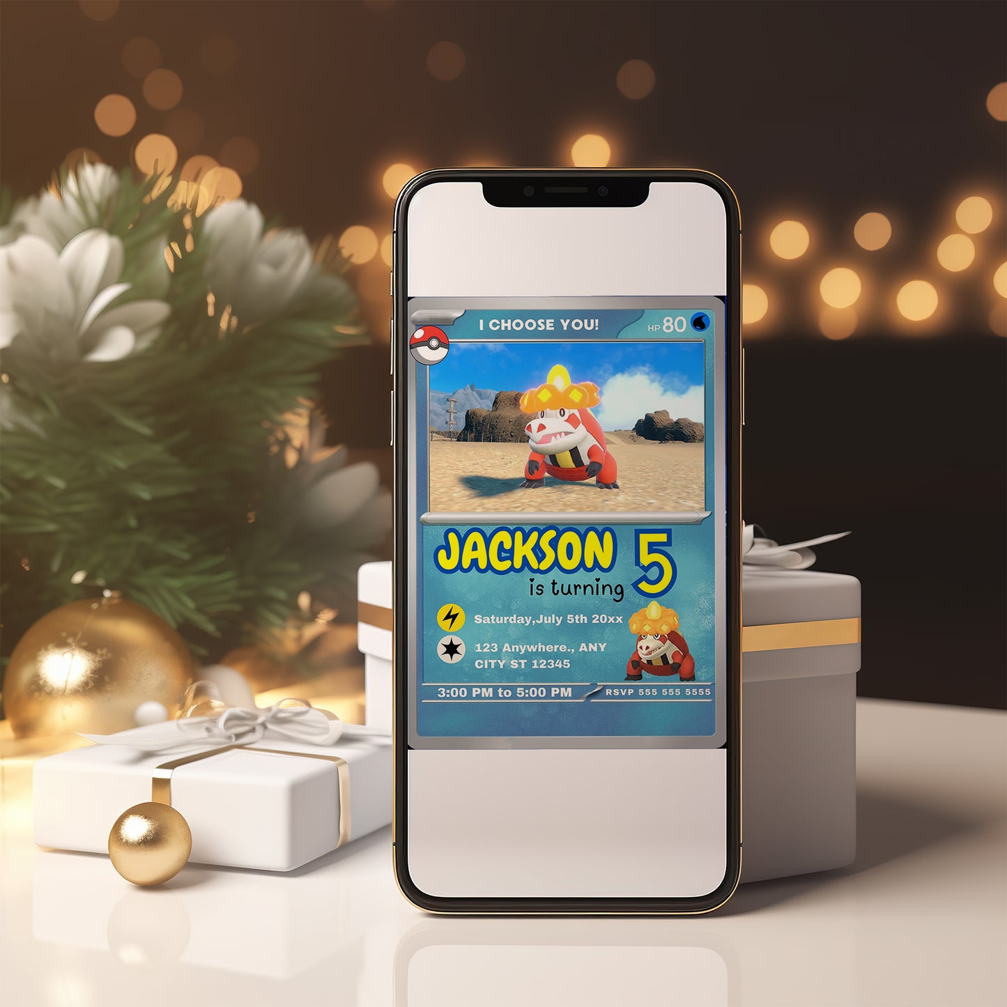 Crocalor Invitation Template | Pokemon Card Birthday Invite - CreativeRino