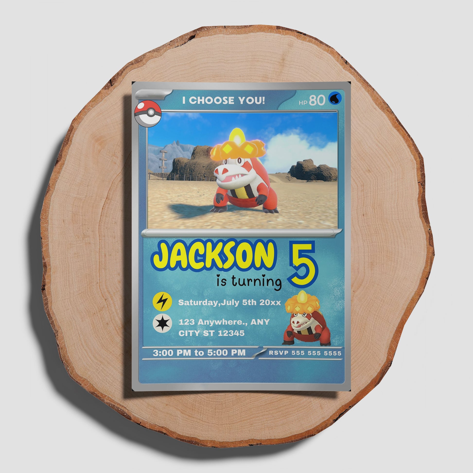 Crocalor Invitation Template | Pokemon Card Birthday Invite - CreativeRino