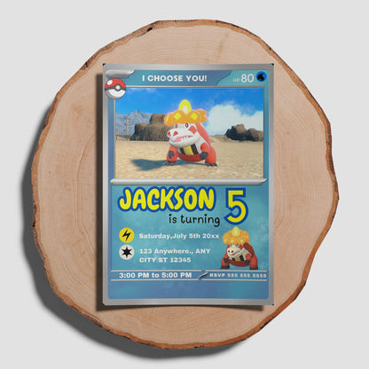 Crocalor Invitation Template | Pokemon Card Birthday Invite - CreativeRino