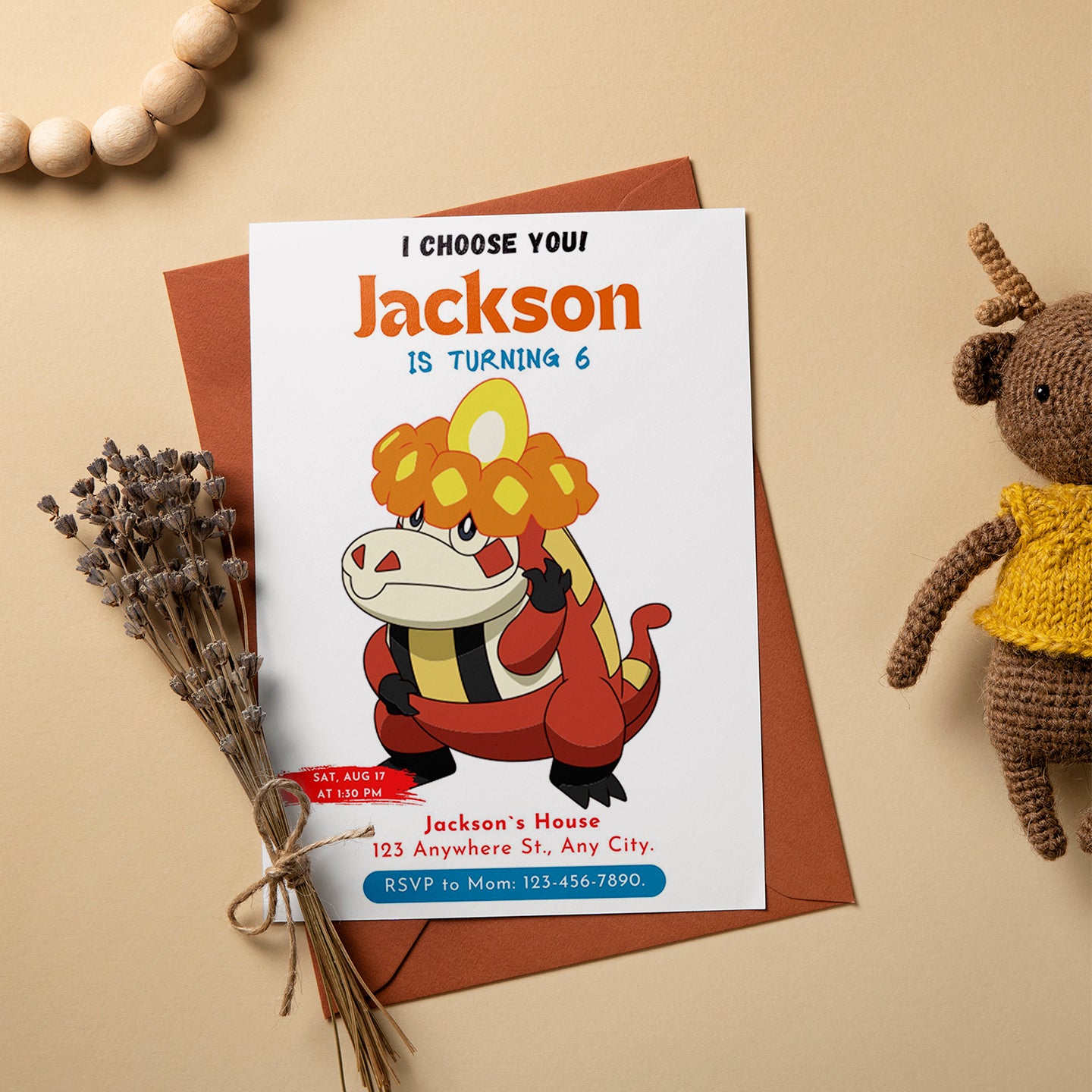 Crocalor Birthday Party Invitation Template | Pokemon Invite - CreativeRino