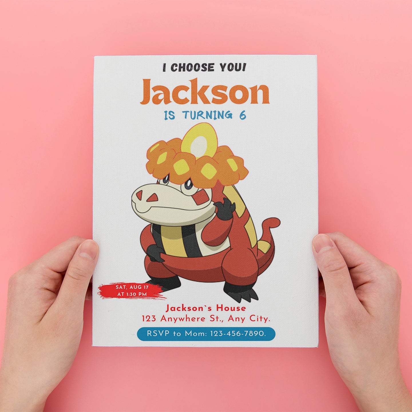 Crocalor Birthday Party Invitation Template | Pokemon Invite - CreativeRino