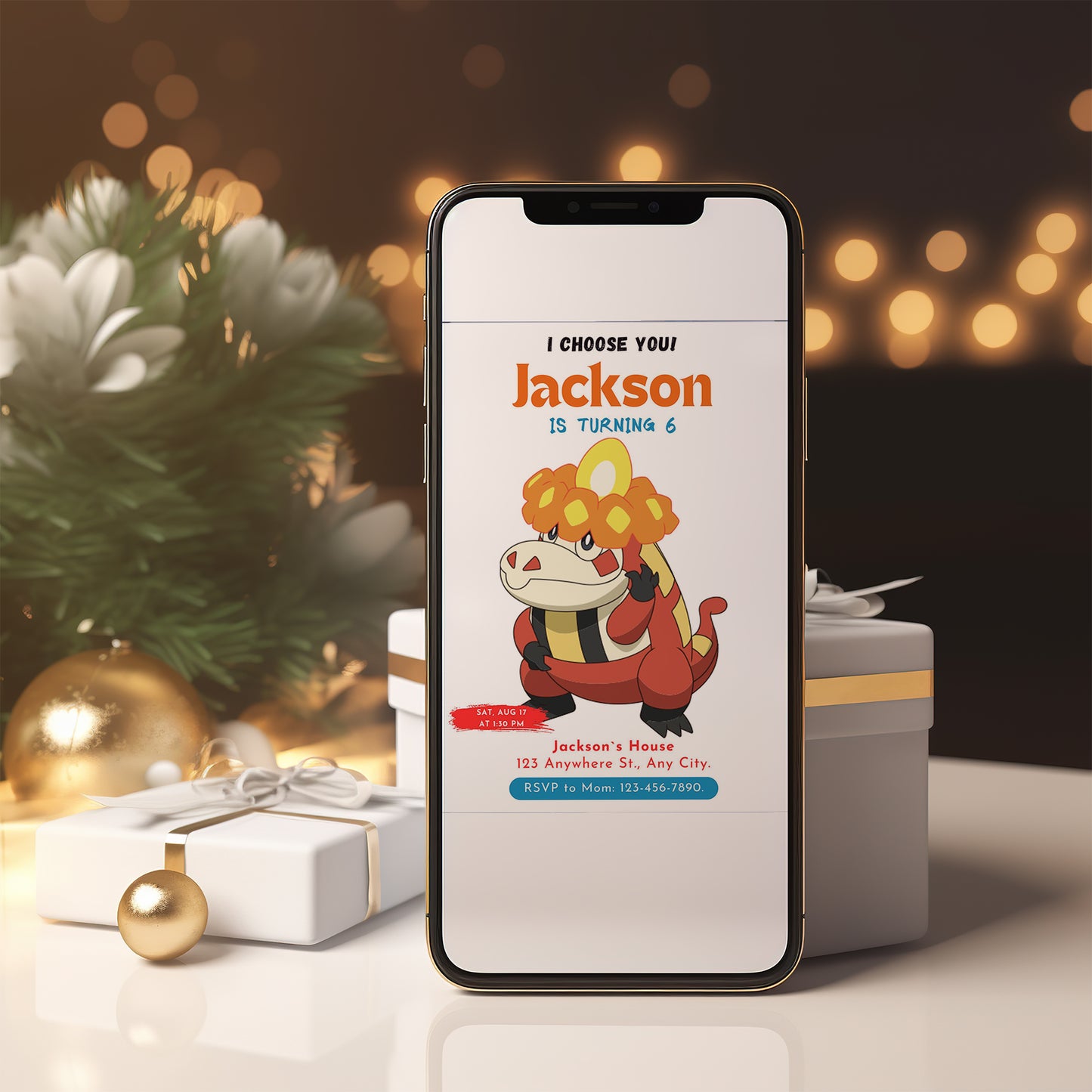 Crocalor Birthday Party Invitation Template | Pokemon Invite - CreativeRino