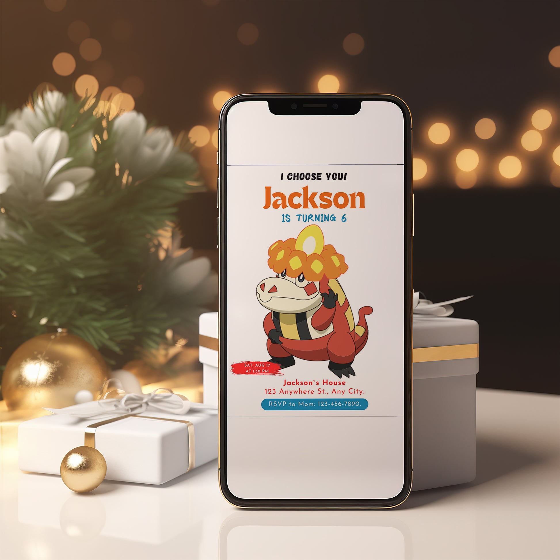 Crocalor Birthday Party Invitation Template | Pokemon Invite - CreativeRino