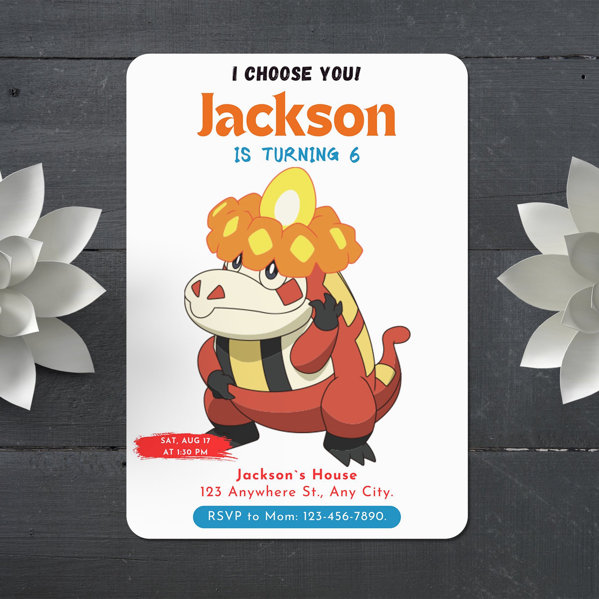 Crocalor Birthday Party Invitation Template | Pokemon Invite - CreativeRino