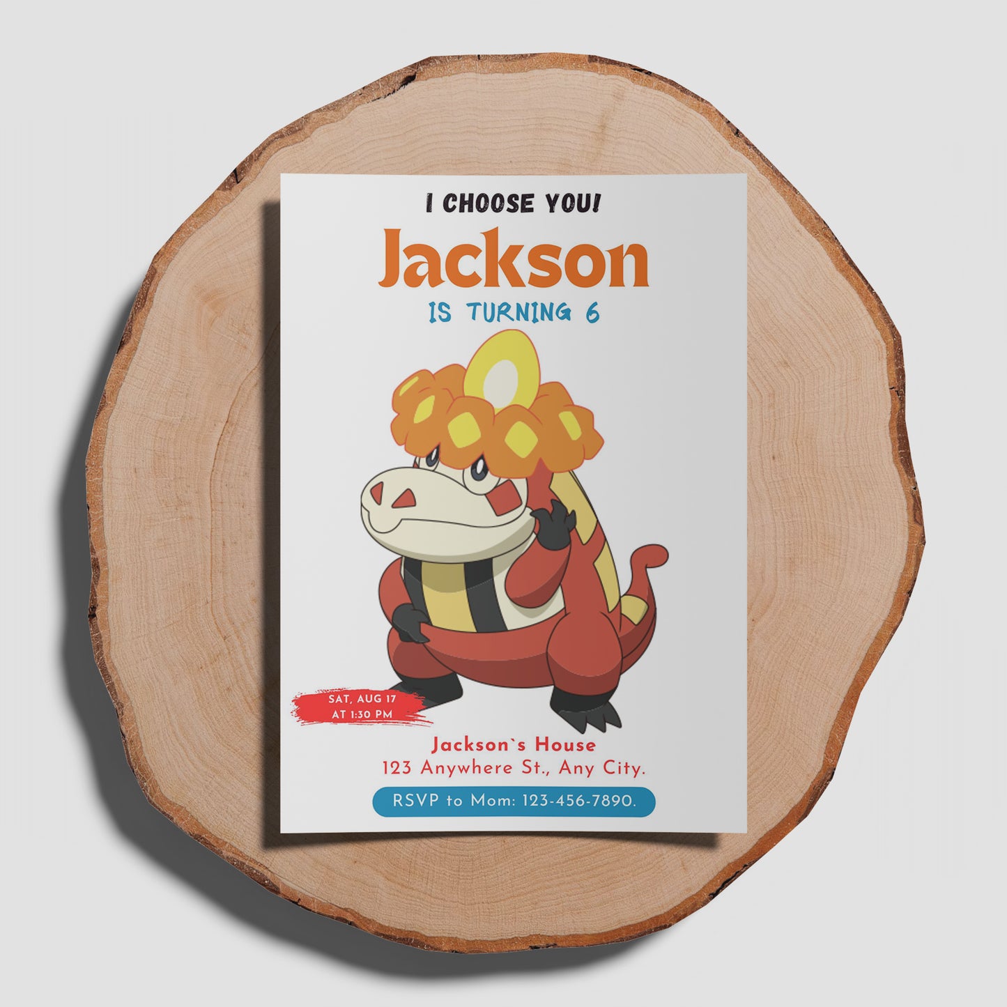 Crocalor Birthday Party Invitation Template | Pokemon Invite - CreativeRino