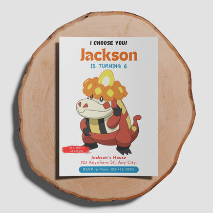 Crocalor Birthday Party Invitation Template | Pokemon Invite - CreativeRino