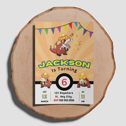 Crocalor Pokemon Birthday Party Invitation Template - CreativeRino
