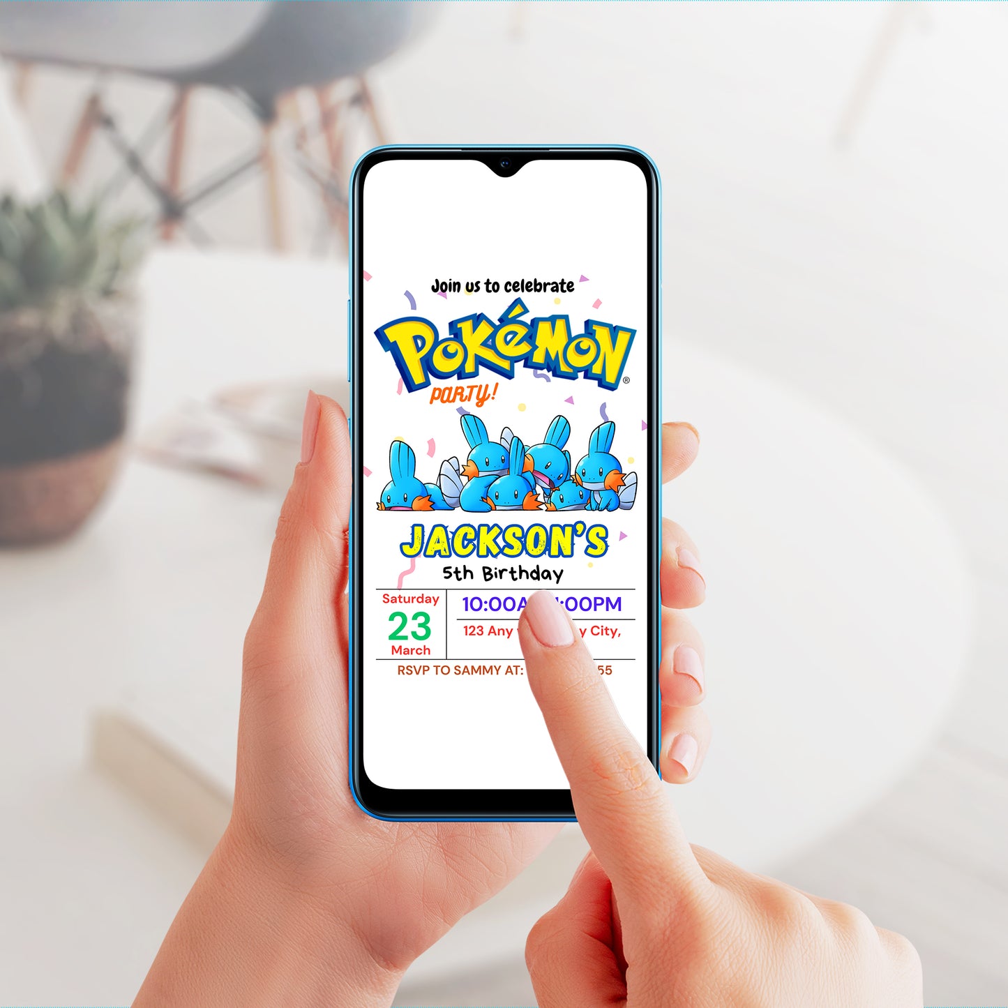 Mudkip Birthday Invitation Template | Pokemon Invite - CreativeRino