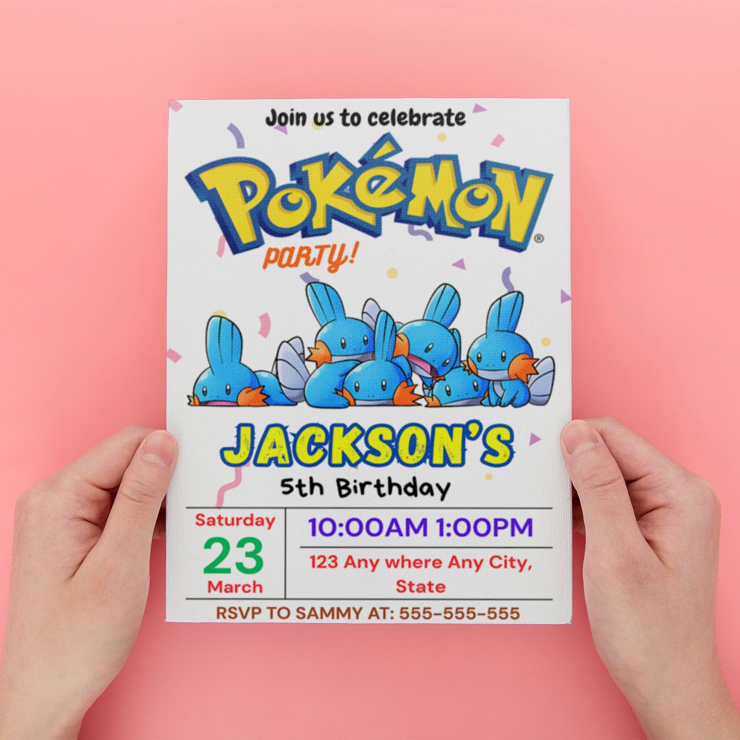 Mudkip Birthday Invitation Template | Pokemon Invite - CreativeRino