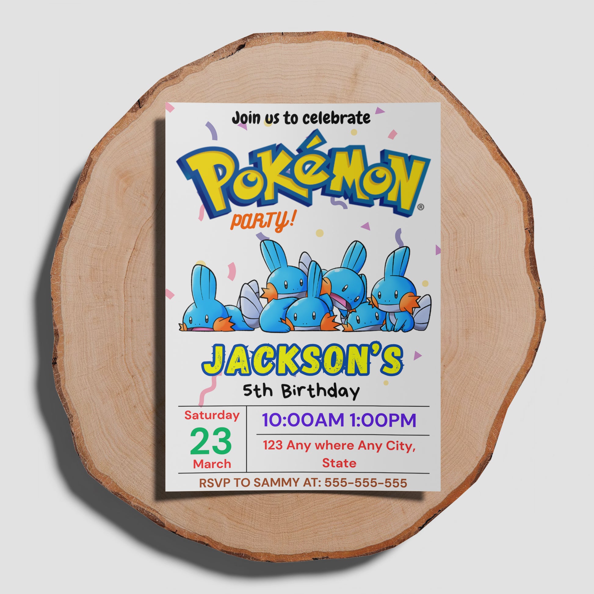 Mudkip Birthday Invitation Template | Pokemon Invite - CreativeRino
