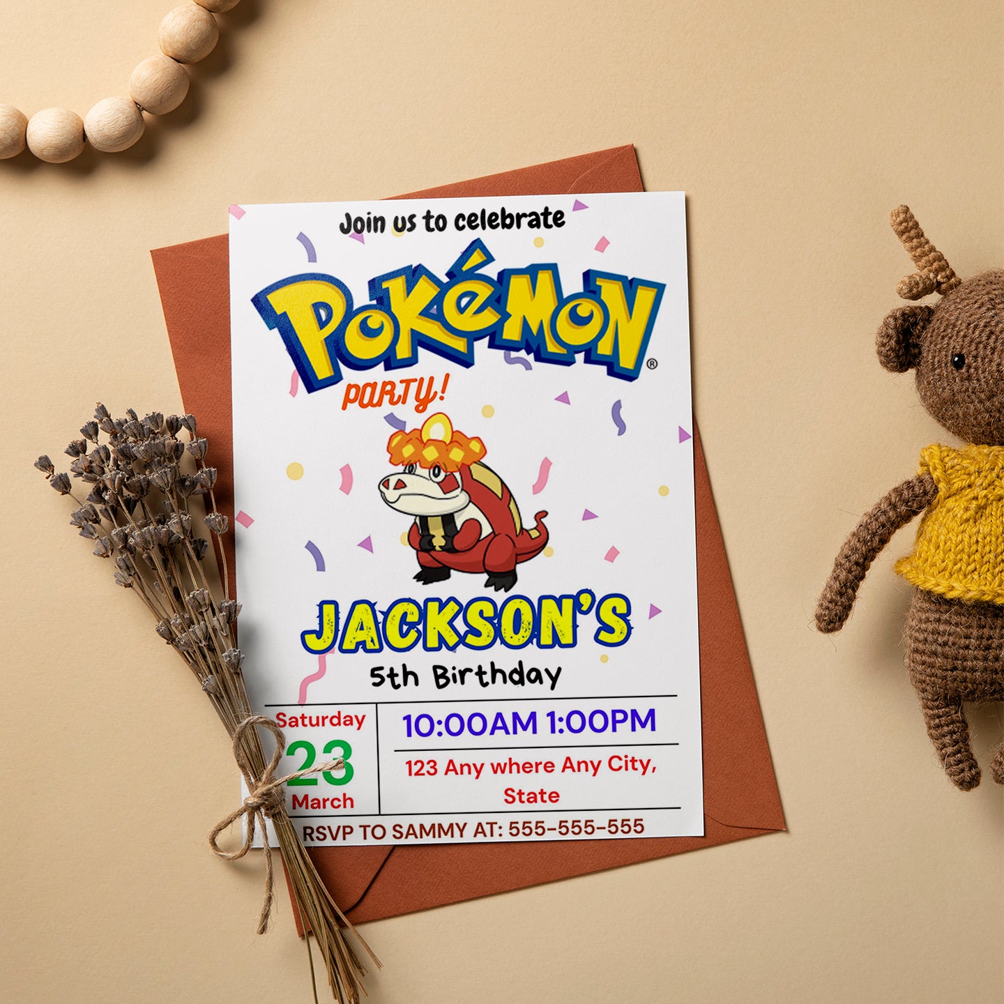 Crocalor Birthday Invitation Template | Pokemon Invite - CreativeRino