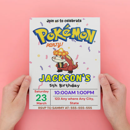 Crocalor Birthday Invitation Template | Pokemon Invite - CreativeRino