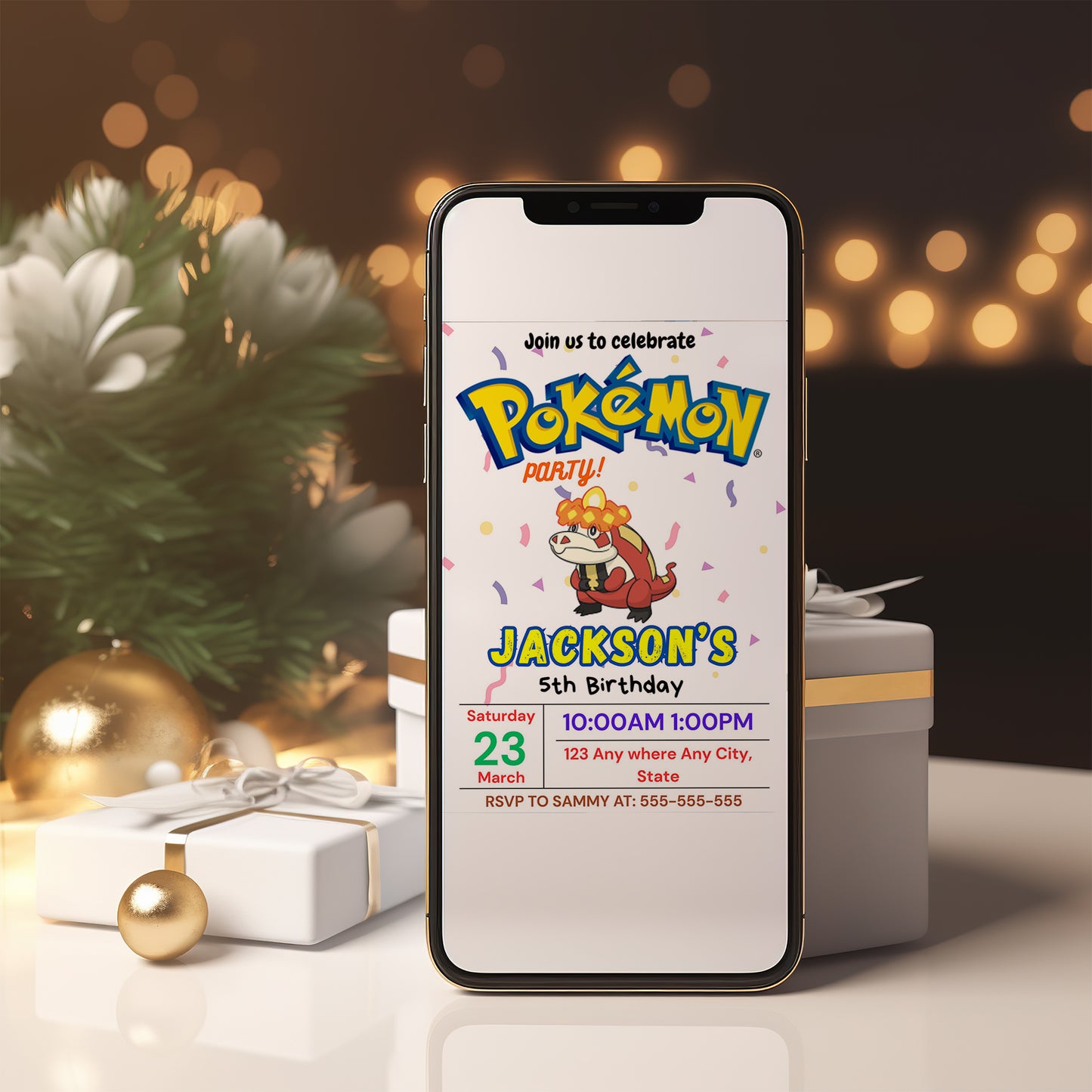 Crocalor Birthday Invitation Template | Pokemon Invite - CreativeRino