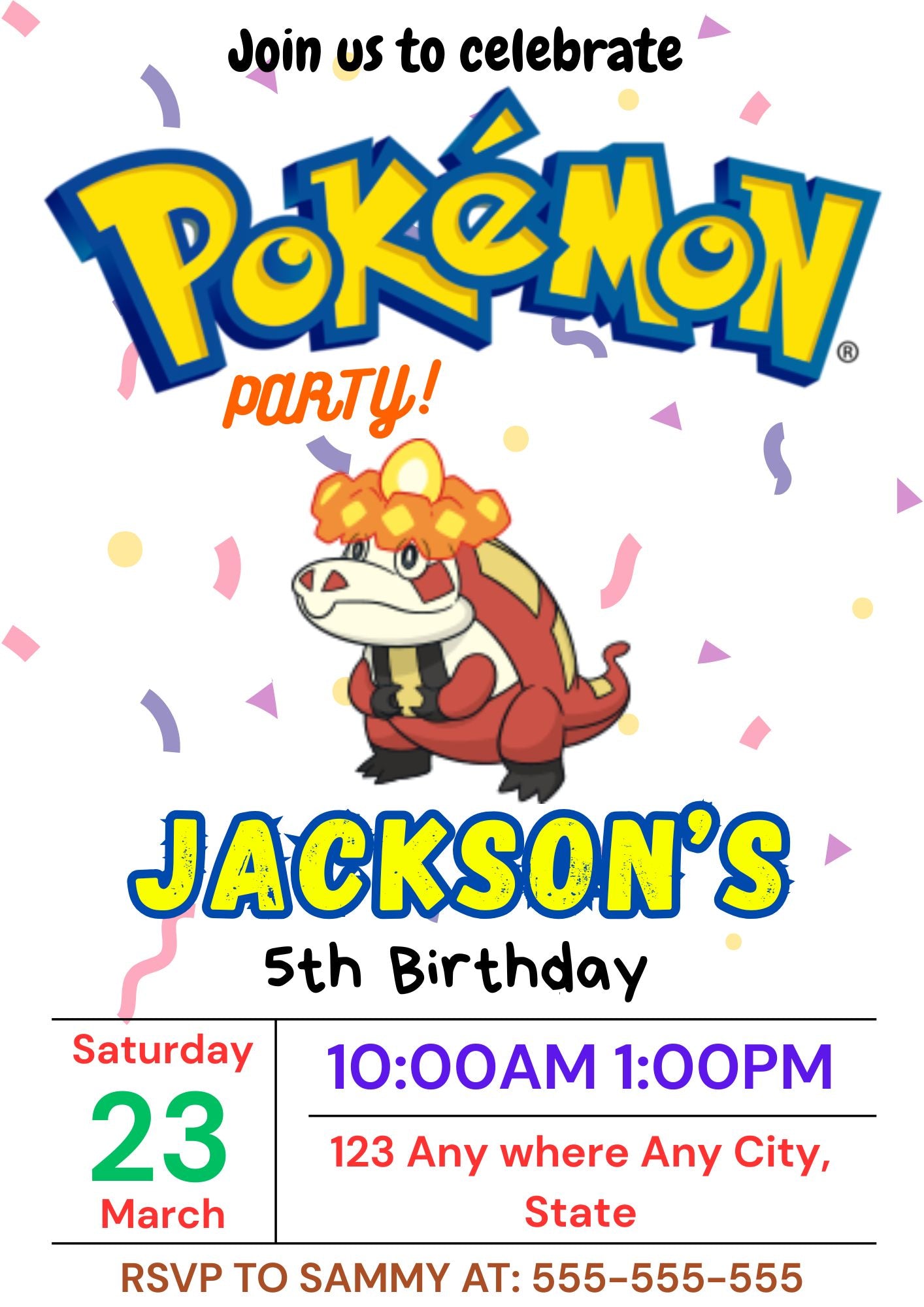 Crocalor Birthday Invitation Template | Pokemon Invite - CreativeRino