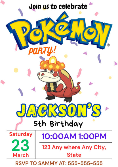 Crocalor Birthday Invitation Template | Pokemon Invite - CreativeRino