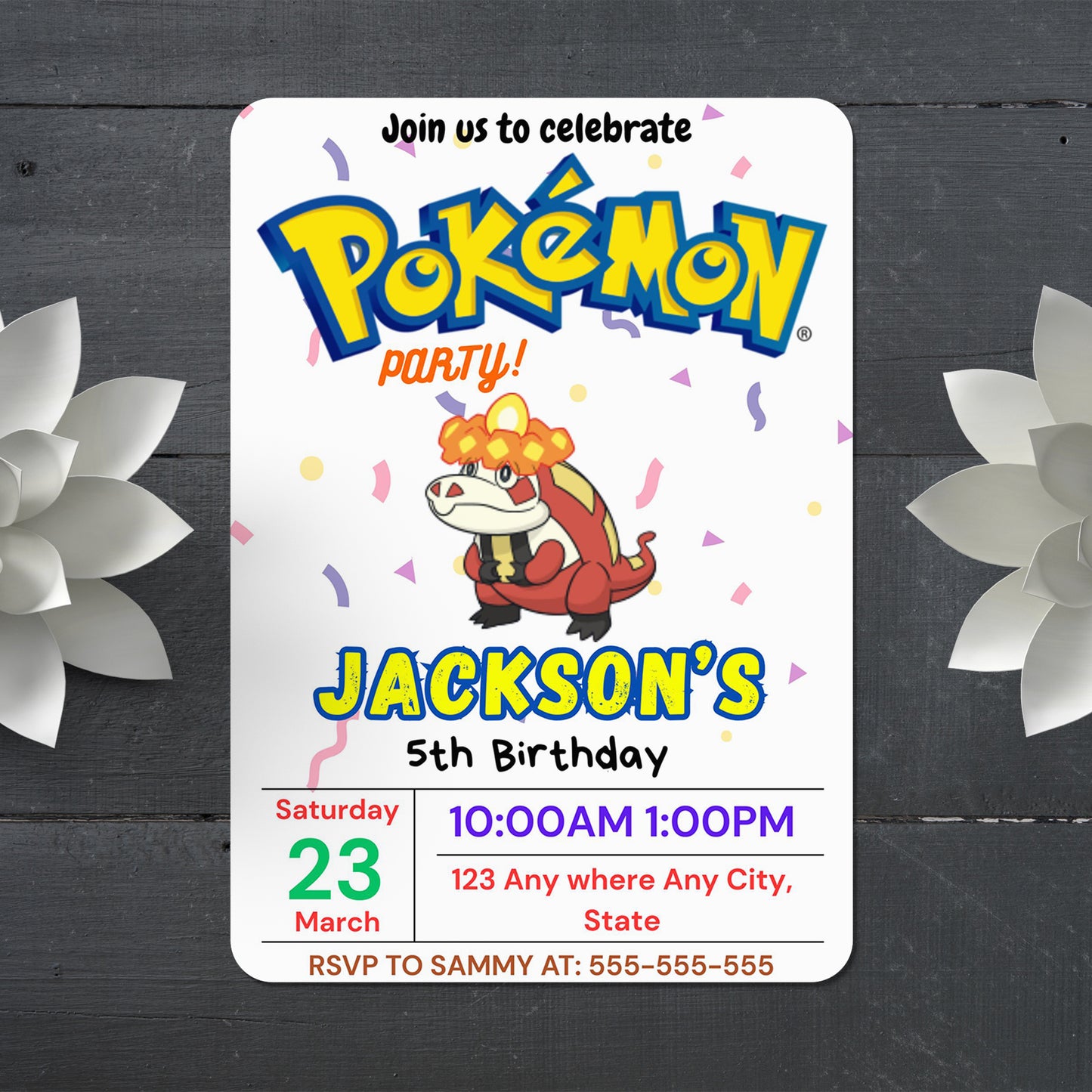 Crocalor Birthday Invitation Template | Pokemon Invite - CreativeRino