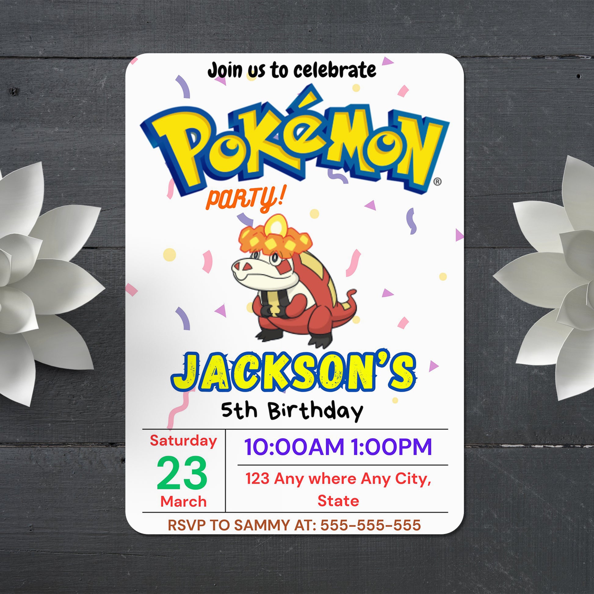Crocalor Birthday Invitation Template | Pokemon Invite - CreativeRino
