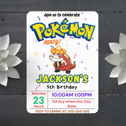 Crocalor Birthday Invitation Template | Pokemon Invite - CreativeRino