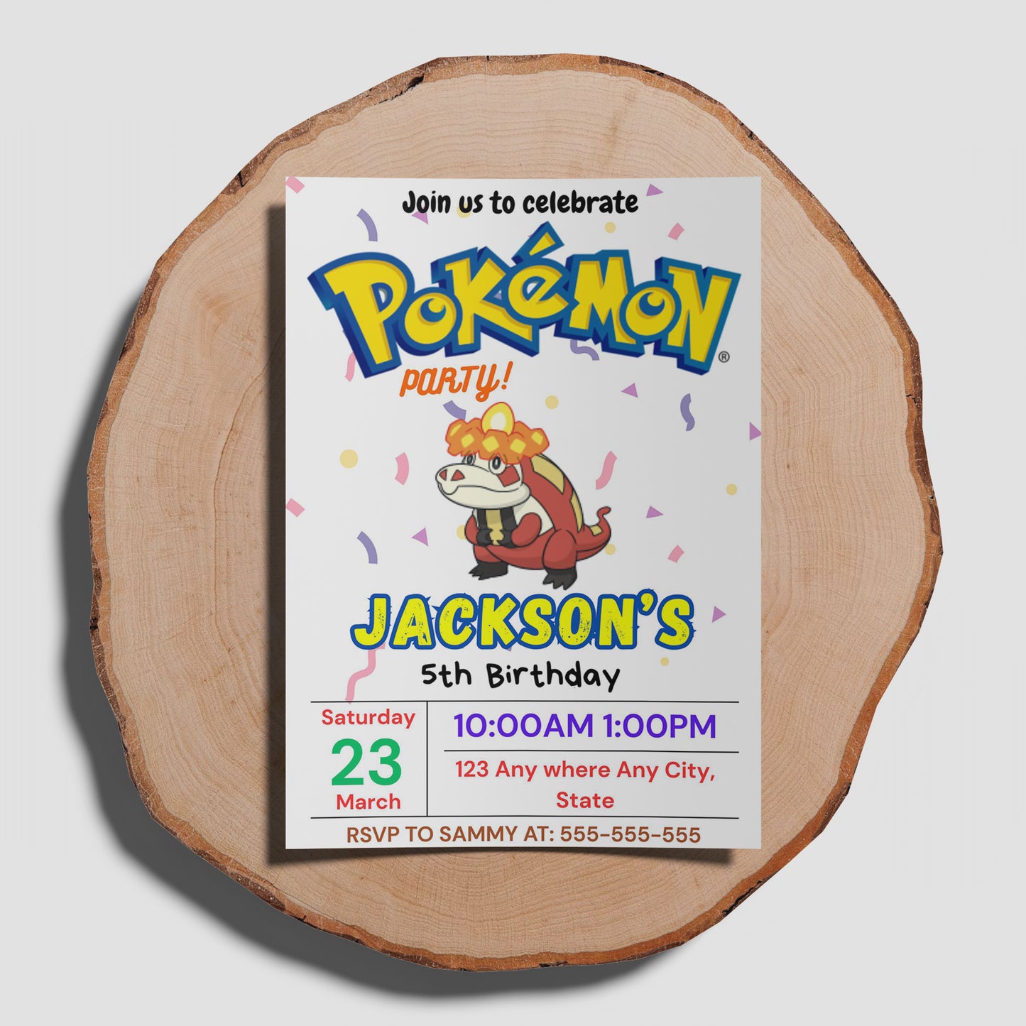 Crocalor Birthday Invitation Template | Pokemon Invite - CreativeRino