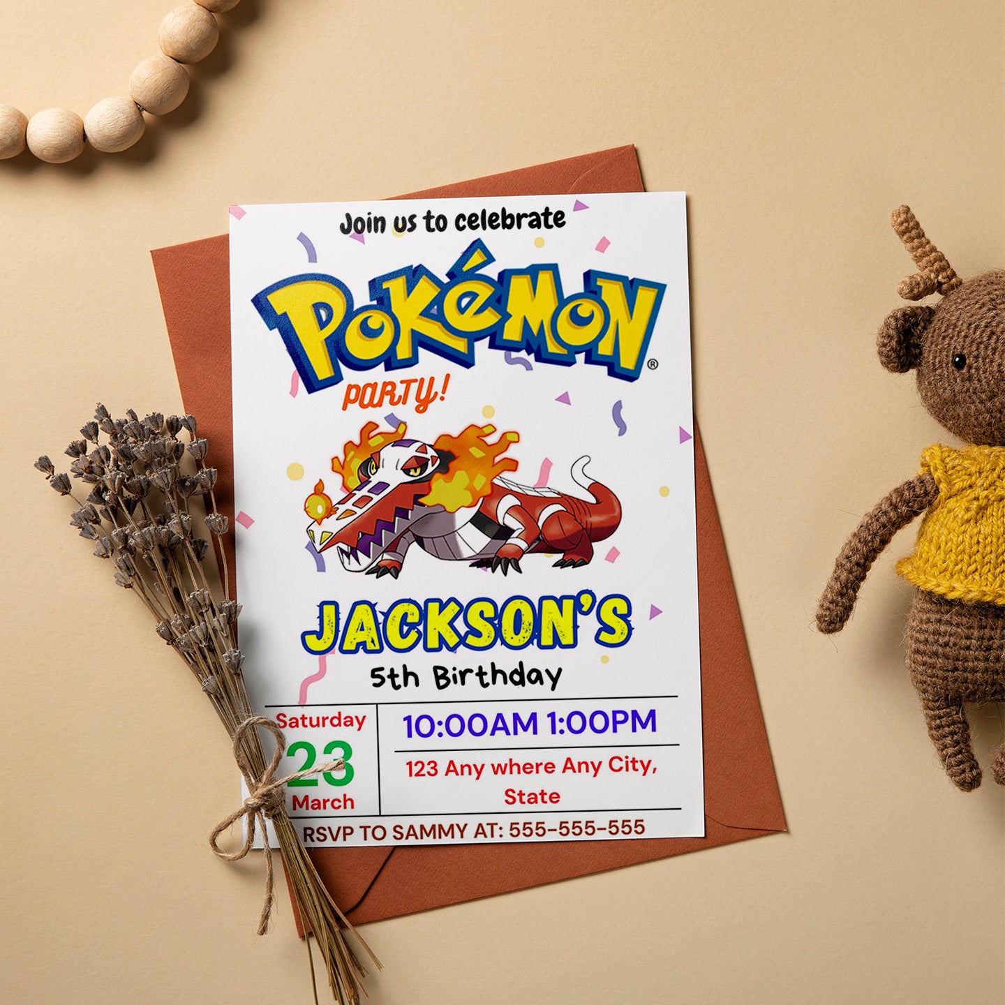 Skeledirge Birthday Invitation Template | Pokemon Invite - CreativeRino