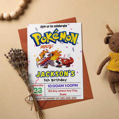 Skeledirge Birthday Invitation Template | Pokemon Invite - CreativeRino